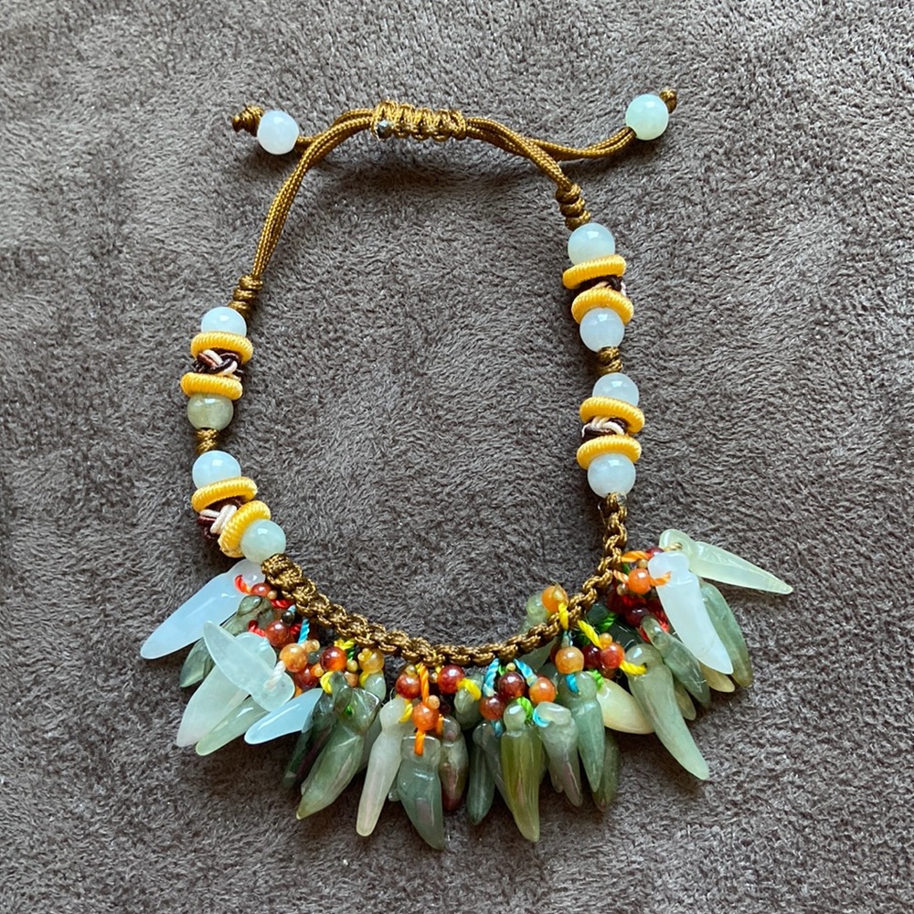 Macrame jade bracelet